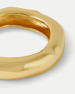Large Molten Gold Bangle Bracelet in Gold