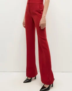 Lebone High Waist Flare Pant in Crimson Red