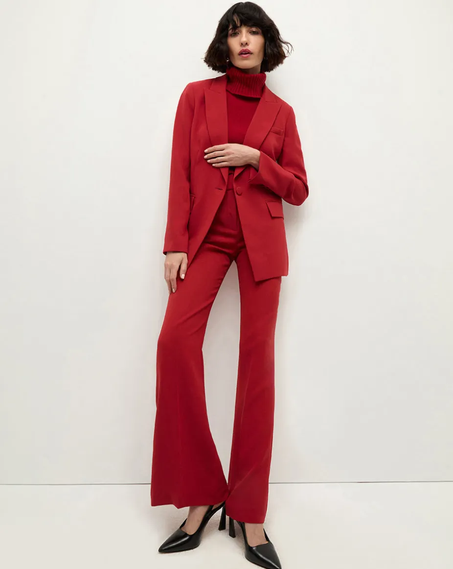 Lebone High Waist Flare Pant in Crimson Red