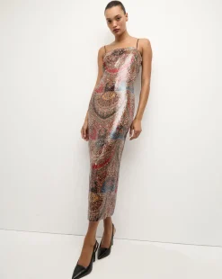 Leda Dress in Red Multi