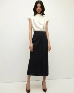 Leilany High Neck Silk Top in Ivory