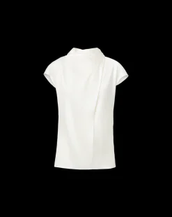 Leilany High Neck Silk Top in Ivory
