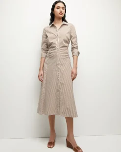 Lex Striped Dress in Deep Ochre/White