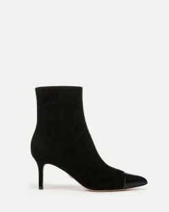 Lisa Cap-Toe Heeled Ankle Boot in Black