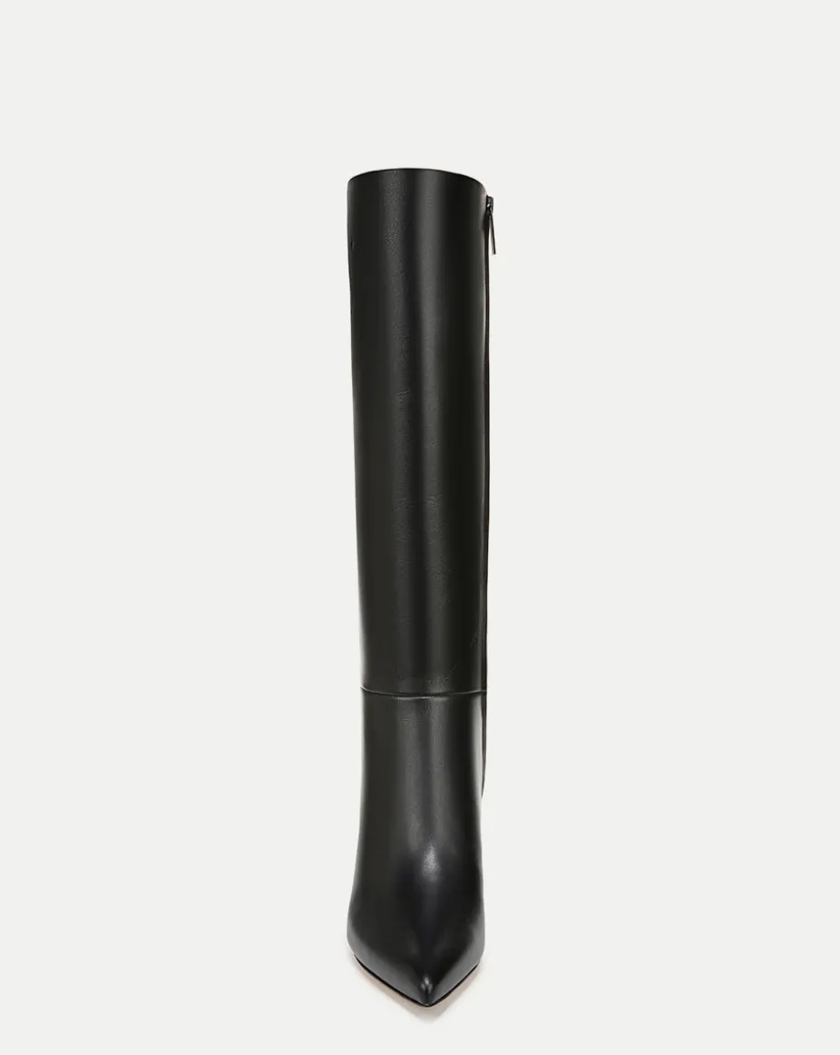 Lisa Leather Mid-Heel Tall Boot in Black