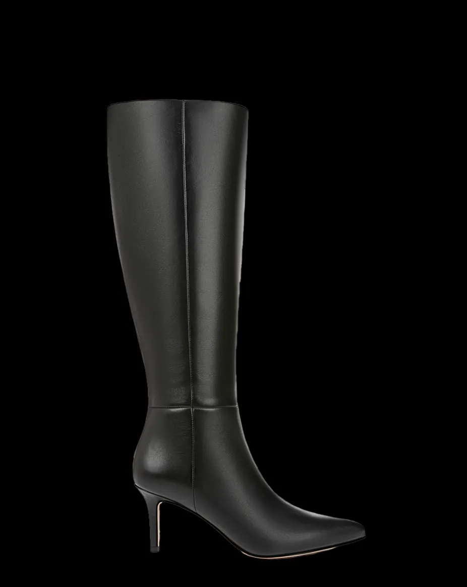 Lisa Leather Mid-Heel Tall Boot in Black