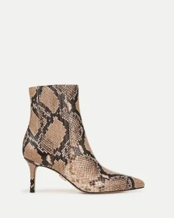 Lisa Snakeskin-Embossed Mid-Heel Bootie