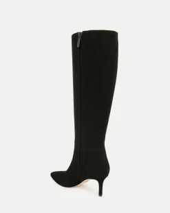 Lisa Suede Mid-Heel Tall Boot on Black