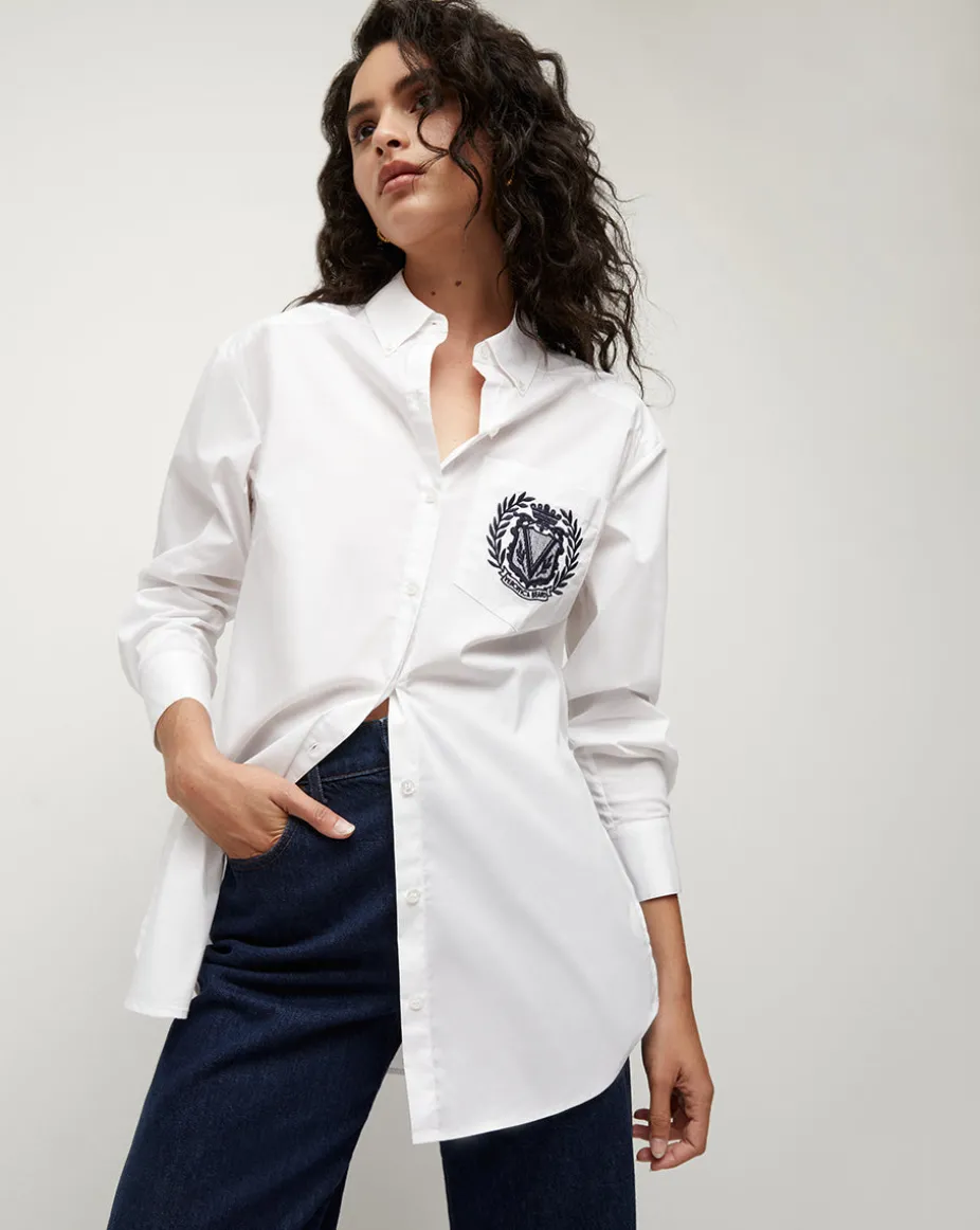 Lloyd Logo Crest White Button-Down Shirt