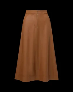 Louise A-Line Pleather Skirt in Tan
