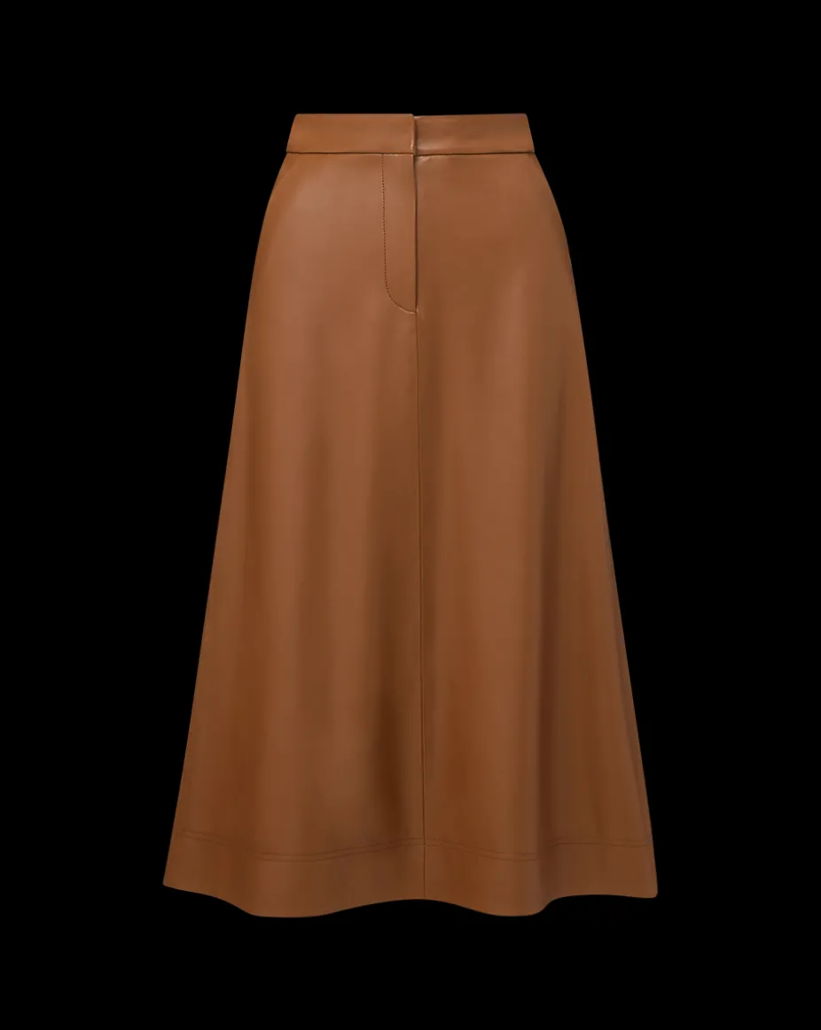 Louise A-Line Pleather Skirt in Tan
