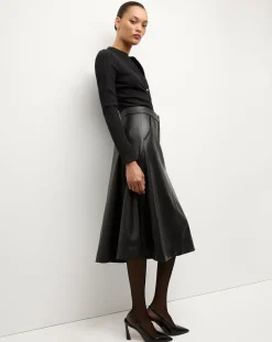 Louise Vegan Leather Skirt in Black