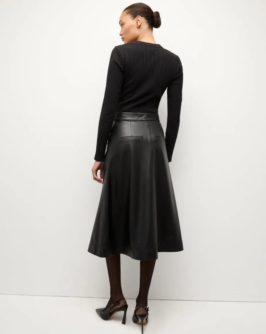 Louise Vegan Leather Skirt in Black