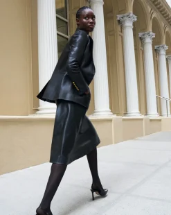 Louise Vegan Leather Skirt in Black