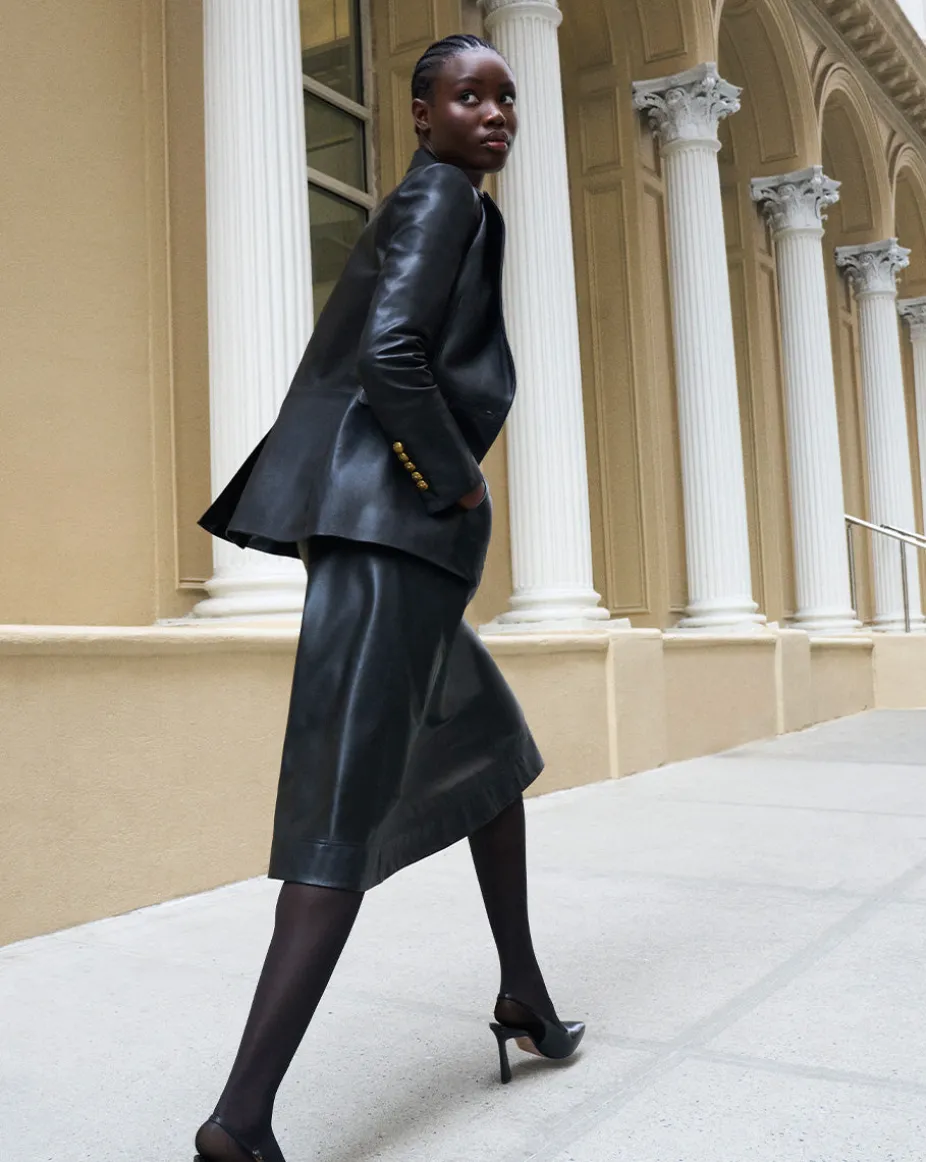 Louise Vegan Leather Skirt in Black