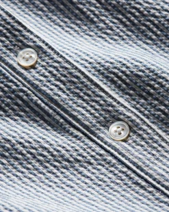 Mackey Seersucker Halter Dress in Blue/White