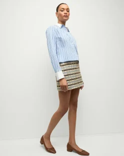 Maia Double-Collar Shirt in Blue Sky/White