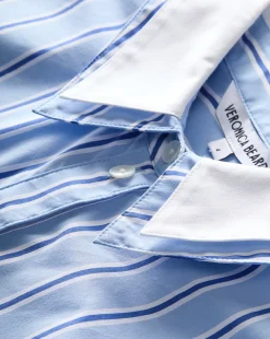 Maia Double-Collar Shirt in Blue Sky/White