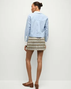 Maia Double-Collar Shirt in Blue Sky/White