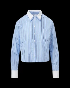 Maia Double-Collar Shirt in Blue Sky/White