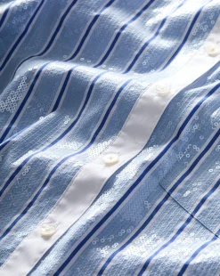 Maia Sequin Shirt in Blue Sky/White