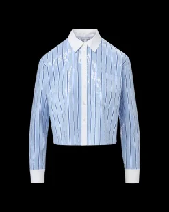 Maia Sequin Shirt in Blue Sky/White