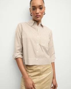 Maia Striped Shirt in Acorn/White