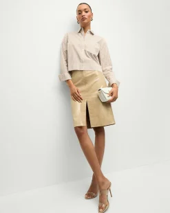 Maia Striped Shirt in Acorn/White