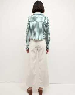 Maia Striped Shirt in Green/White