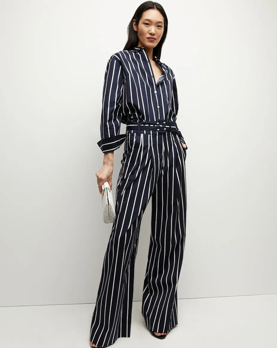 Maliyah Striped Wide-Leg Pant in Navy/White