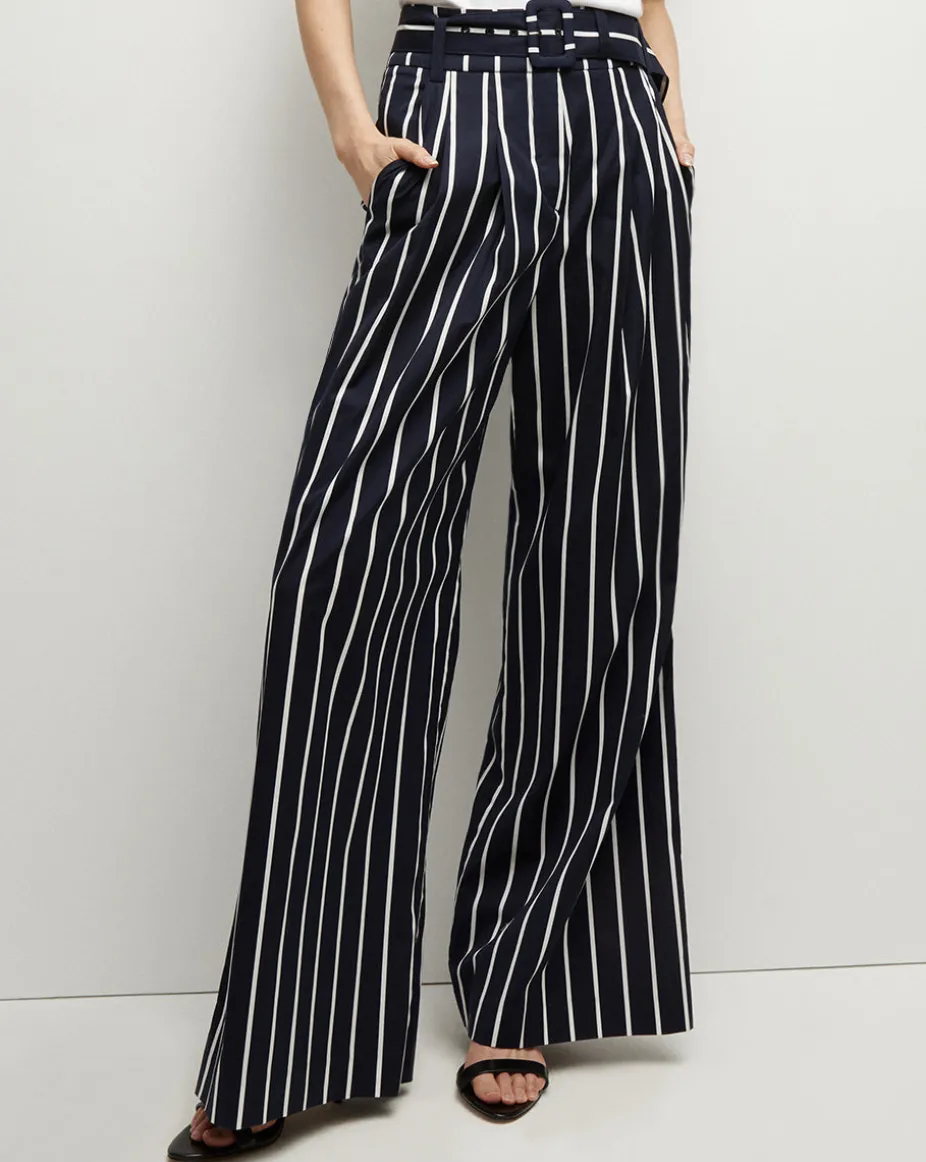 Maliyah Striped Wide-Leg Pant in Navy/White