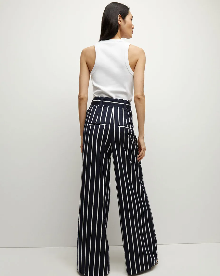 Maliyah Striped Wide-Leg Pant in Navy/White