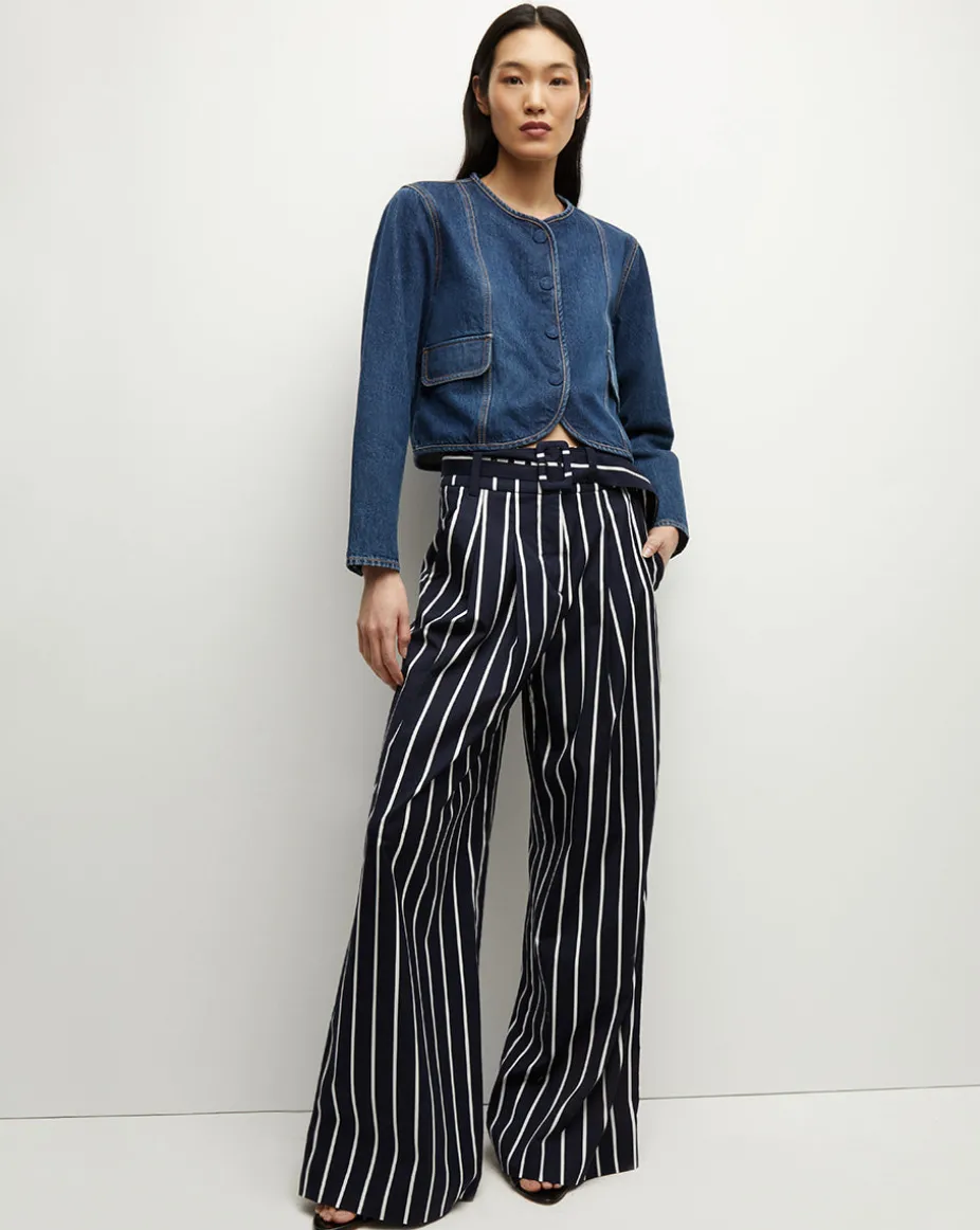 Maliyah Striped Wide-Leg Pant in Navy/White