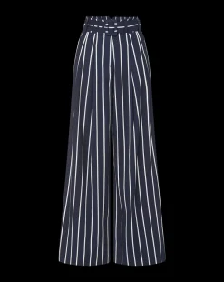 Maliyah Striped Wide-Leg Pant in Navy/White