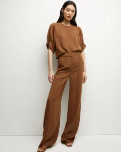 Margaret Matte Crepe Top in Deep Ochre