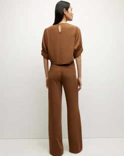 Margaret Matte Crepe Top in Deep Ochre
