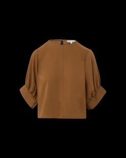Margaret Matte Crepe Top in Deep Ochre