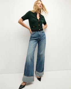 Marie Tweed Cardigan in Dark Green & Black