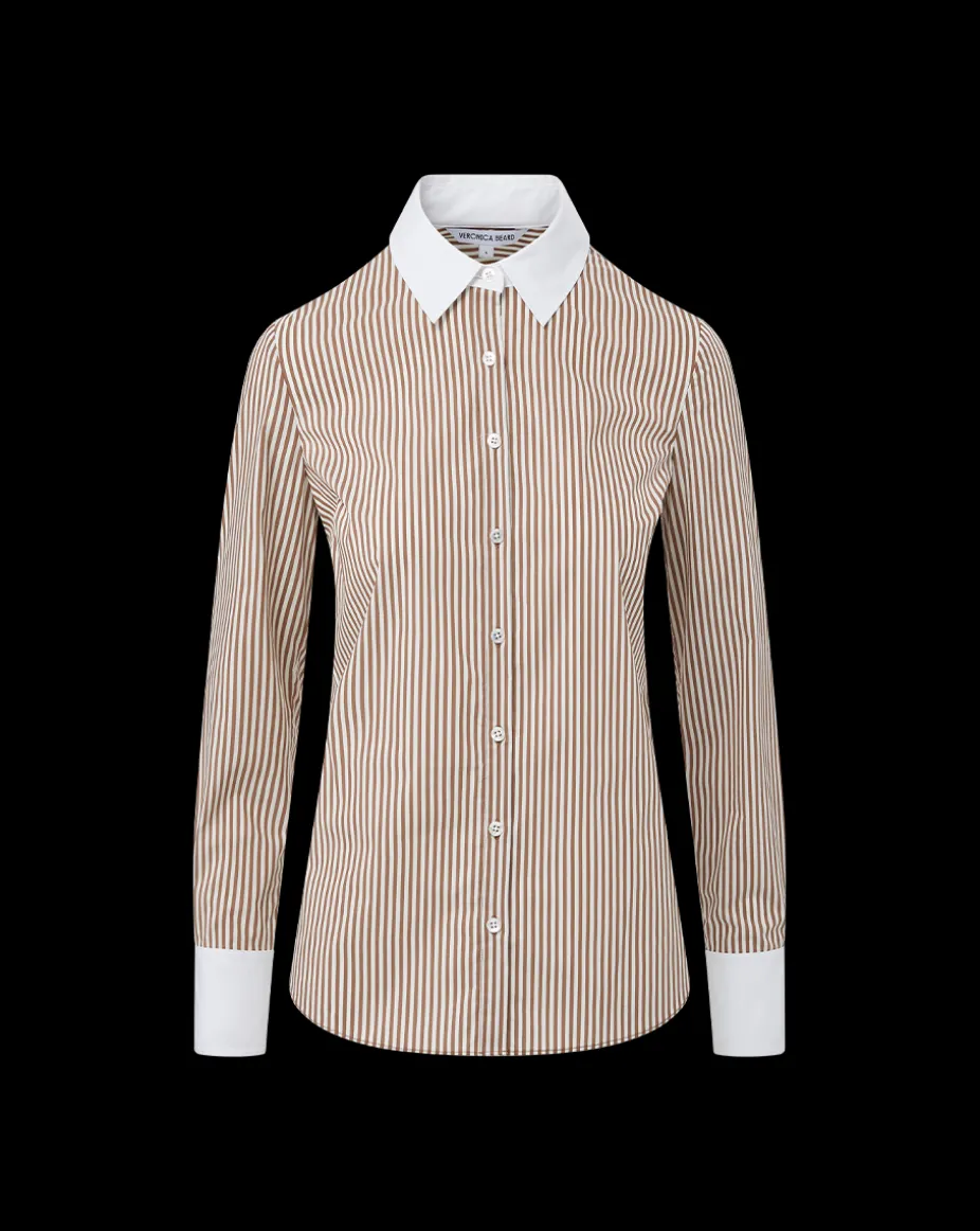 Marisol Poplin Shirt in Deep Ochre/White