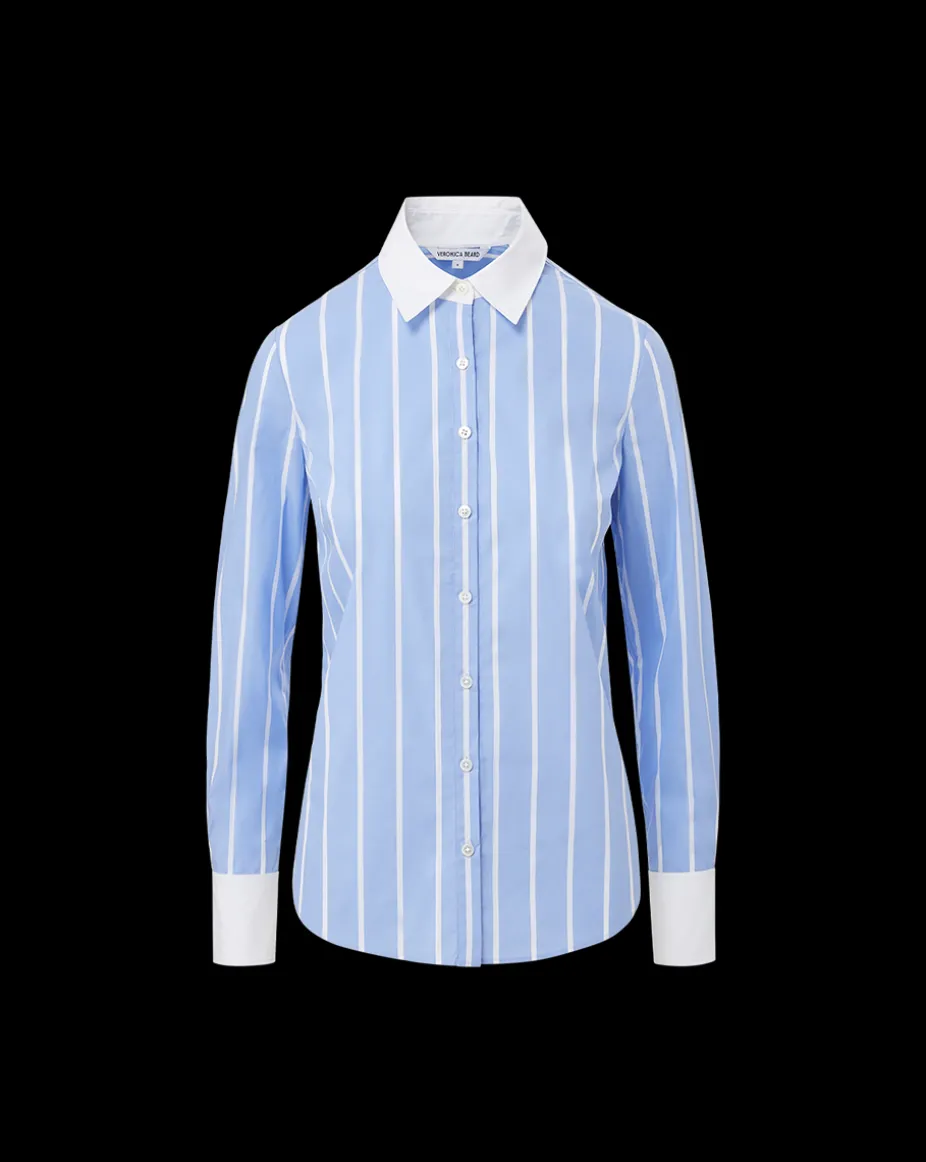 Marisol Poplin Shirt in Hydrangea/White