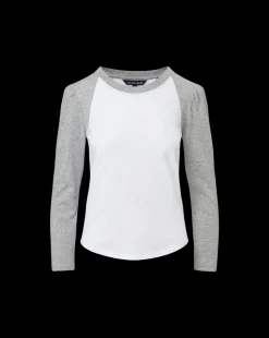 Mason Baseball Tee in White/Heather Grey