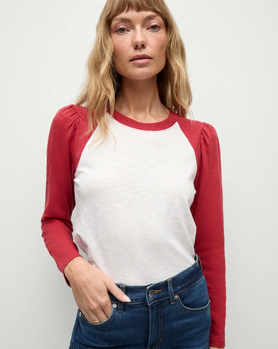 Mason Baseball Tee in White/Red