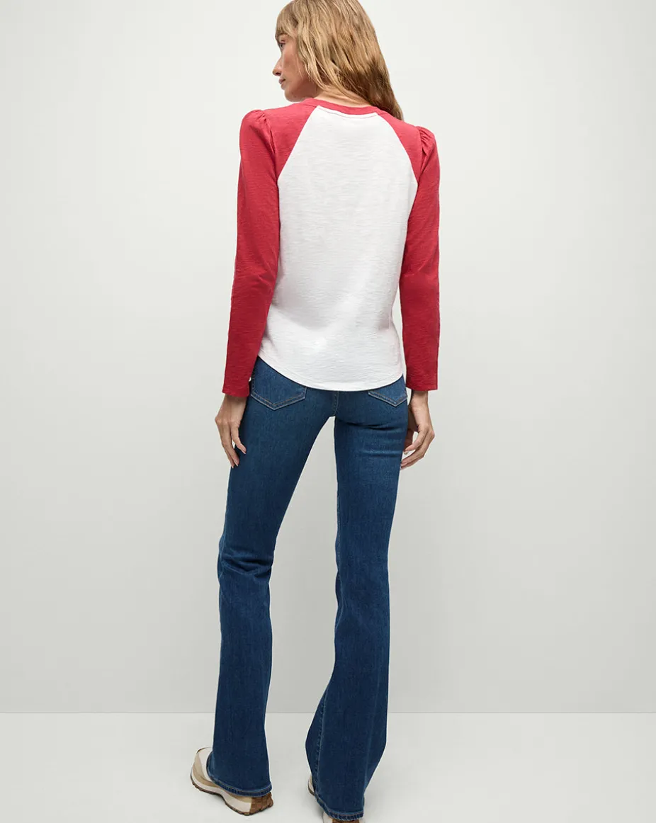 Mason Baseball Tee in White/Red