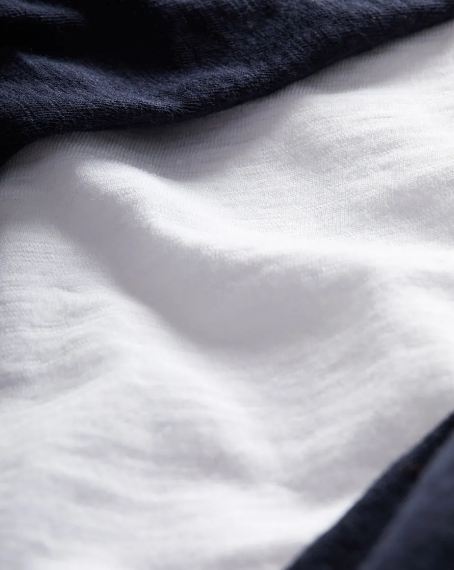 Mason Baseball Tee in White/Navy