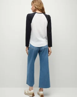 Mason Baseball Tee in White/Navy