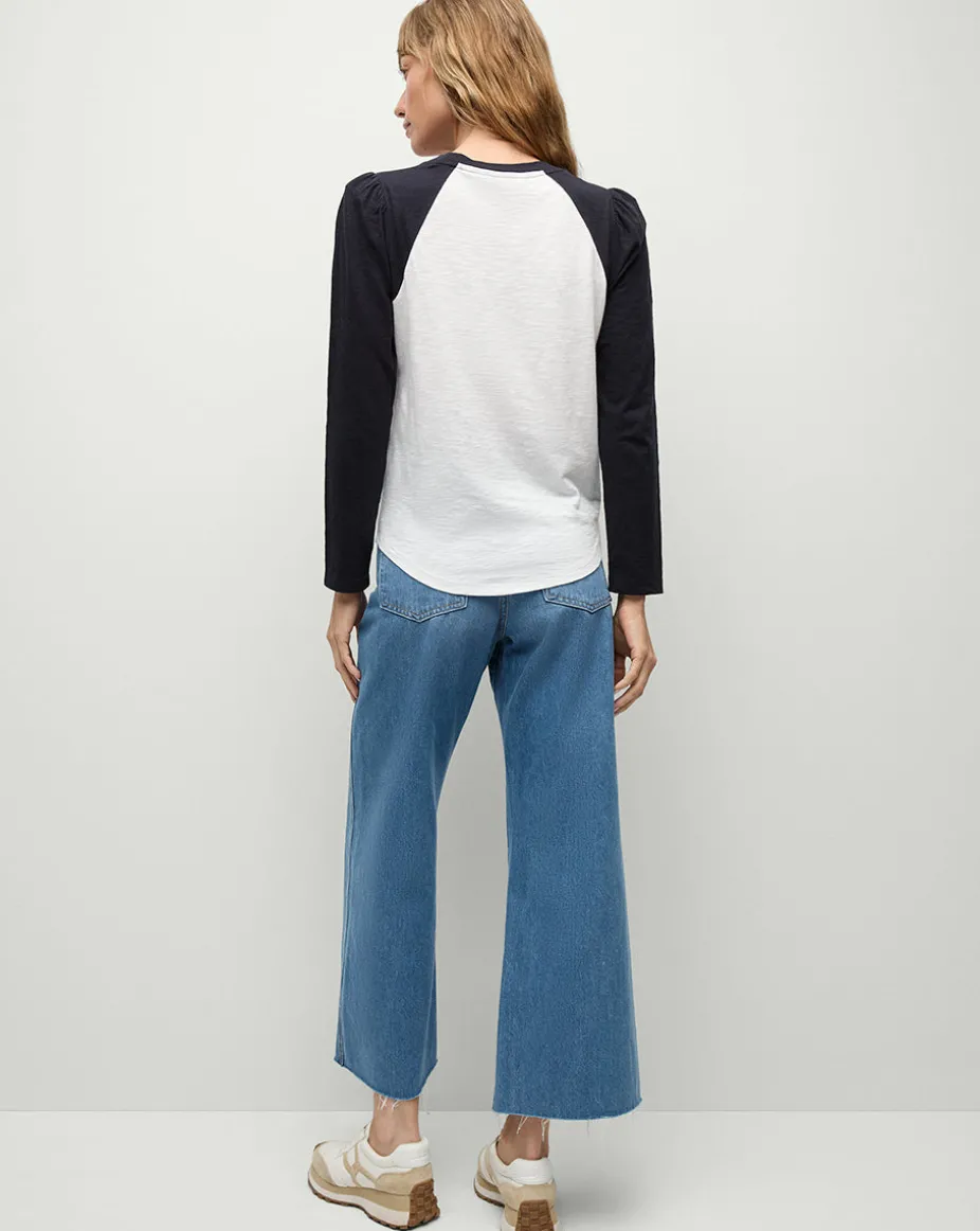 Mason Baseball Tee in White/Navy