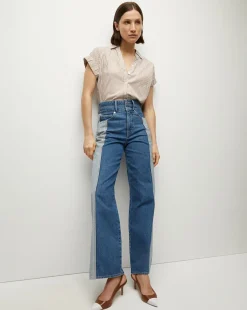 Matera Cotton Button-Down Shirt in Acorn/White