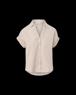 Matera Cotton Button-Down Shirt in Acorn/White