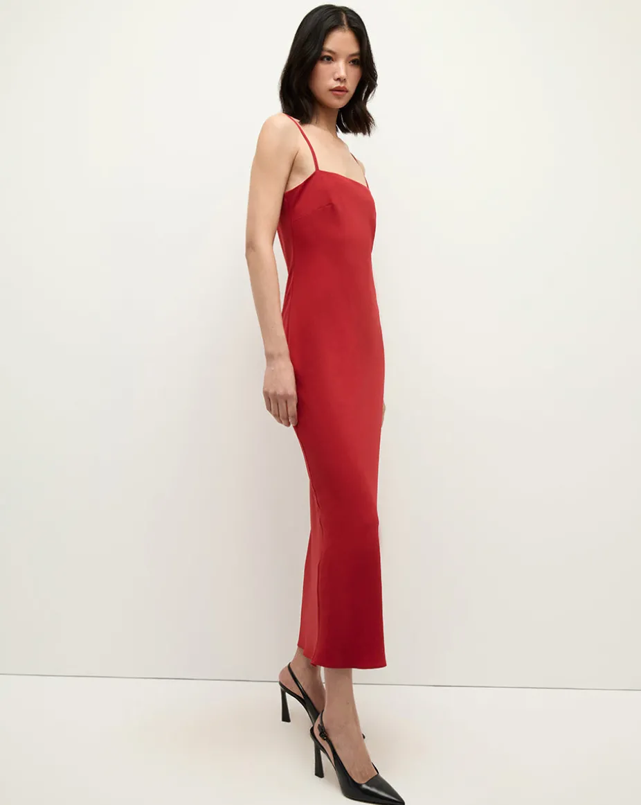 Mavis Maxi Slip Dress in Crimson Red
