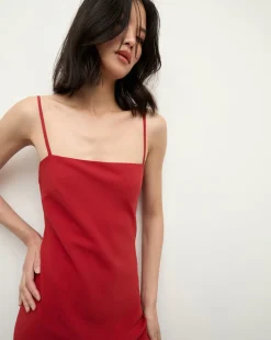 Mavis Maxi Slip Dress in Crimson Red